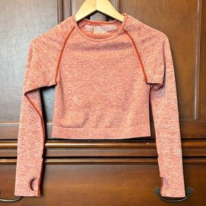Victoria’s Secret PINK Cropped Shirt Top Seamless Activewear Heather Red Medium
